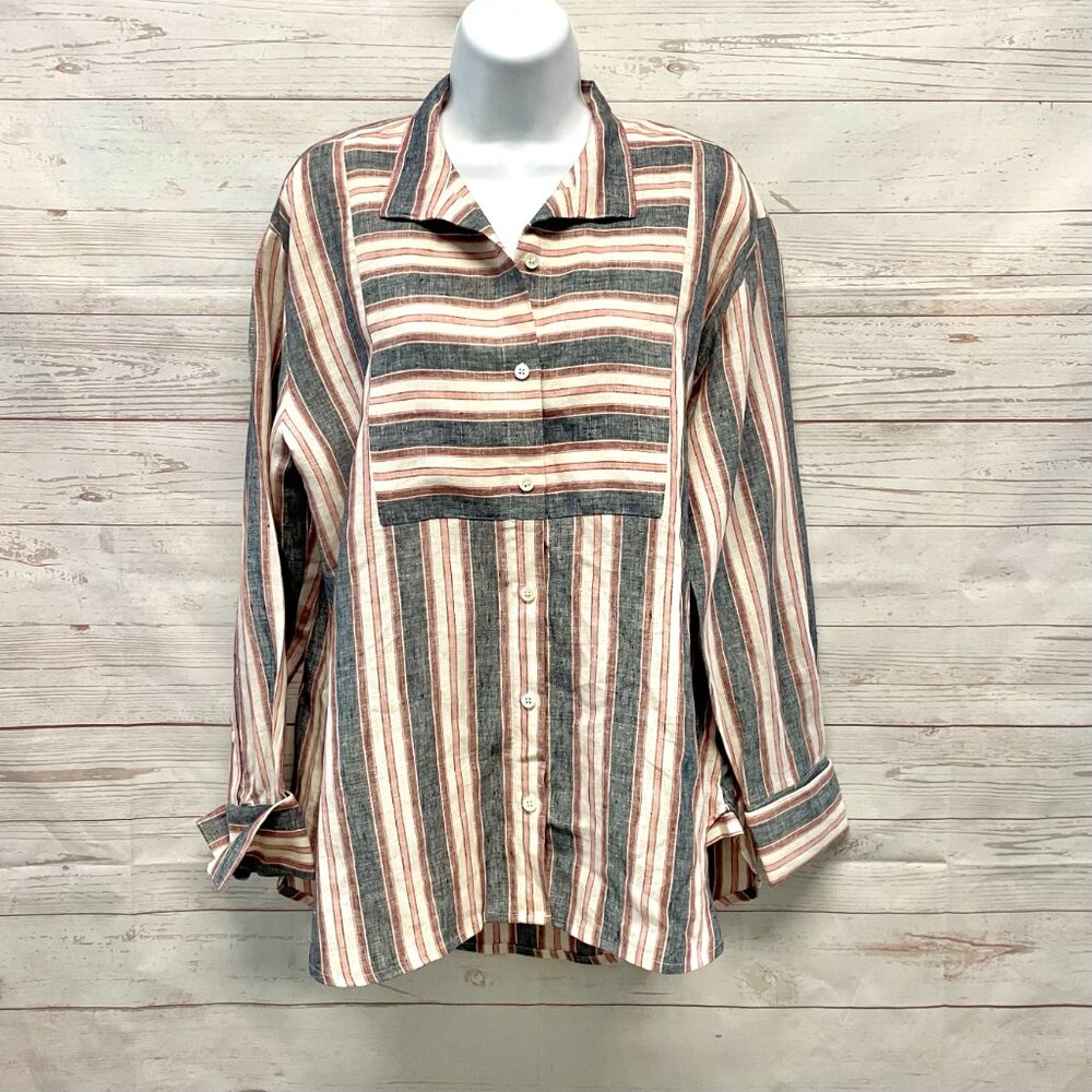 Frame Linen Striped Oversized Shirt